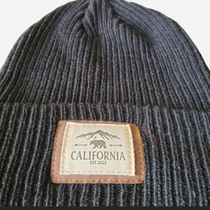 Black Ribbed Beanie with California Patch